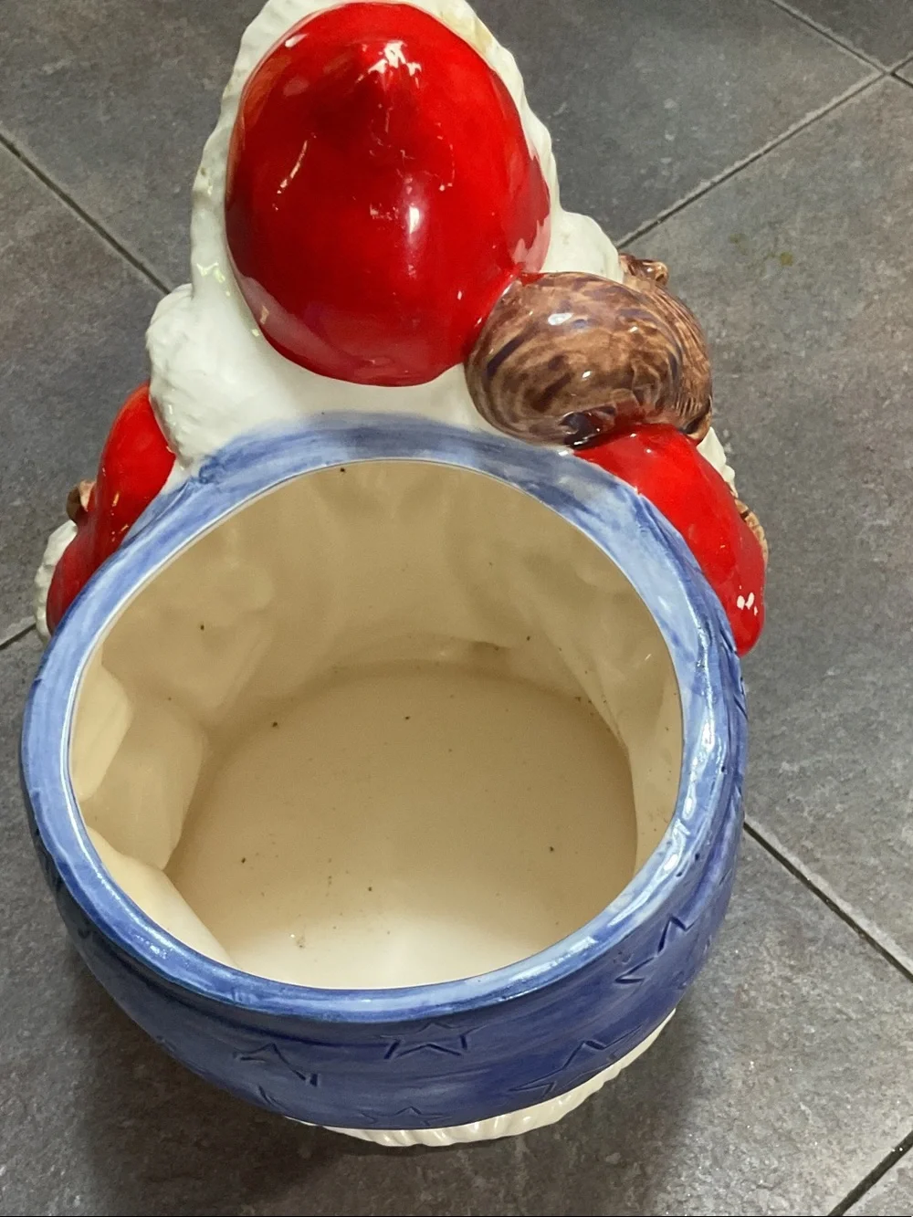 Hand-Painted Ceramic Santa Figurine with Reindeer - Red and White